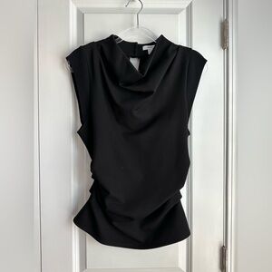 REISS Women’s Cobi Draped Jersey-Twill Sleeveless Top Black Size 4